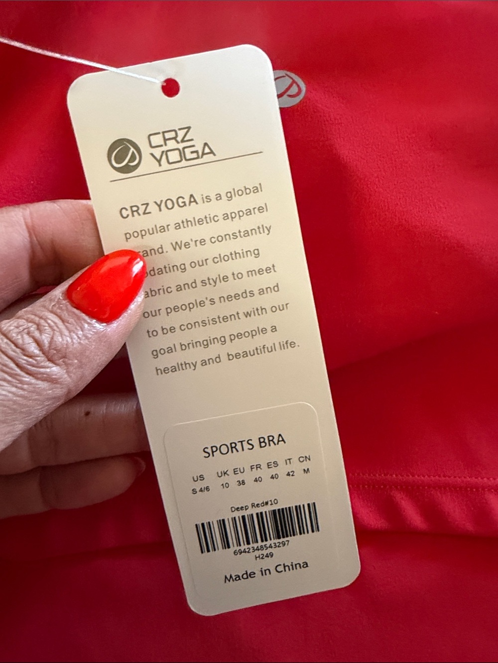 CRZ YOGA Red Cropped Tank Top with Thin Straps - Picture 3 of 6